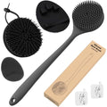 Silicone Bath Brush Set 4-Piece Back Scrubber & Shower Gloves