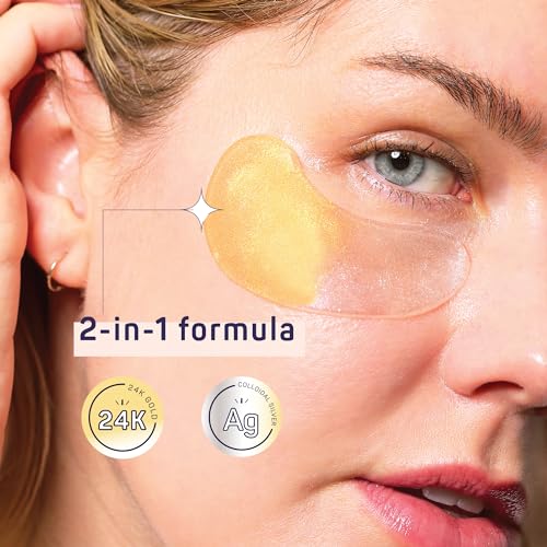 SpaLife Beauty Anti-Aging Under Eye Masks – Hydrogel Eye Patches for Fine Lines, Dryness, & Dullness with 24K Gold, Colloidal Silver – 2-in-1 Skincare Treatment – 24 Pairs