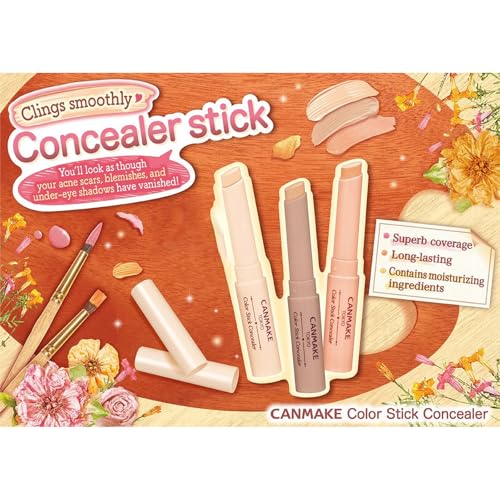 CANMAKE - Color Stick Concealer - Non-Greasy Multi-Purpose Coverage Moisturizing - 0.07oz - 1.9 Gram (x1) (03 Apricot)