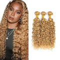 GtaiiReu 27-Inch Blonde Water Wave Hair Extensions - 3 Bundles of Virgin Brazilian Human Hair