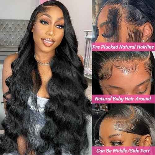 Body Wave Human Hair Wigs for Women Glueless HD Lace Front Wigs Human Hair Body Wave 180 Density Lace Frontal Wigs Human Hair Pre Plucked Body Wave 13x6 Lace wigs 28 Inch
