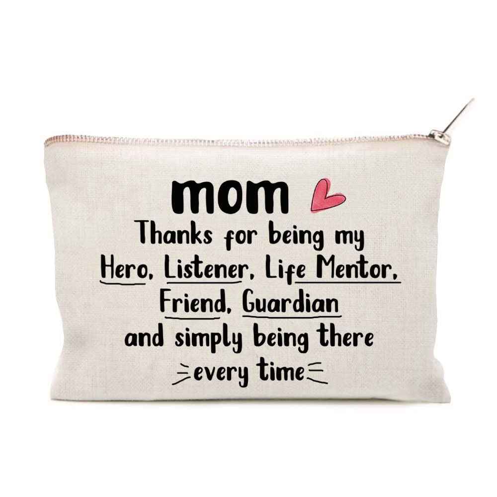Mom Gift From Daughter, Birthday Gift For Mom, Makeup Bag, Cosmetics Case, Mother Birthday Gift, Mom Birthday Gift, Linen Cotton Bag