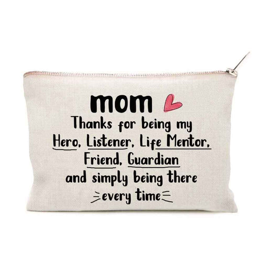 Mom Gift From Daughter, Birthday Gift For Mom, Makeup Bag, Cosmetics Case, Mother Birthday Gift, Mom Birthday Gift, Linen Cotton Bag