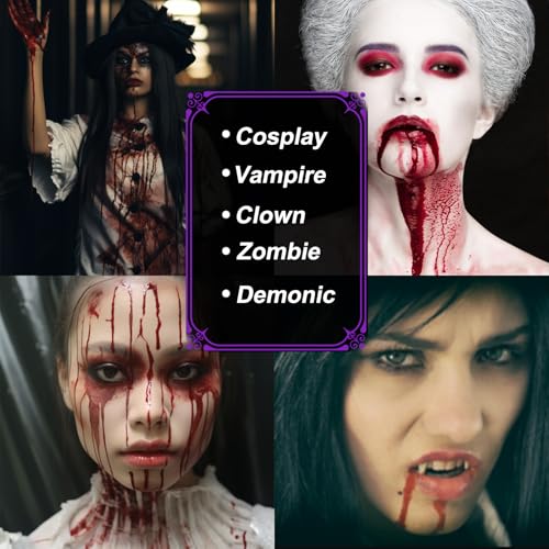 BOBISUKA Halloween Fake Blood Set - Fake Blood Spray & Dark Fake Blood with 10 Empty Fillable Blood Capsules, Realistic Washable Makeup Blood for Halloween Cosplay Theater SFX Makeup