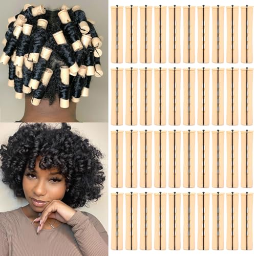 40 Pcs Beige Perm Rods for Short Hair - Plastic Cold Wave Rollers