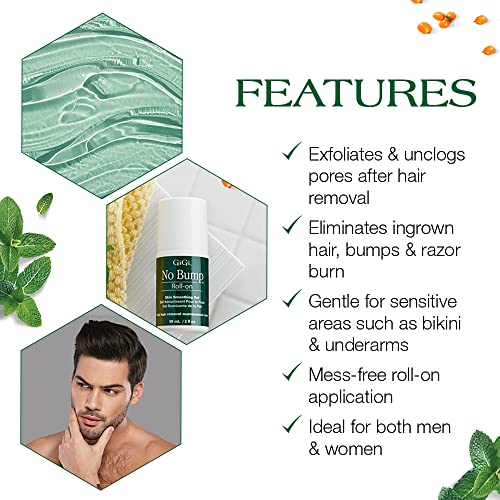 GIGI No Bump Roll-On - Ingrown Hair & Razor Bumps Remover for Sensitive Skin