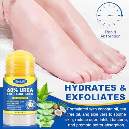 60% Urea Foot Care Stick with 2% Salicylic Acid, Foot Cream Moisturizer for Dry Cracked Feet, Knees, Elbows, Hands,Exfoliating Moisturizer, Dead Skin Remover Foot Balm 1.4oz (1)