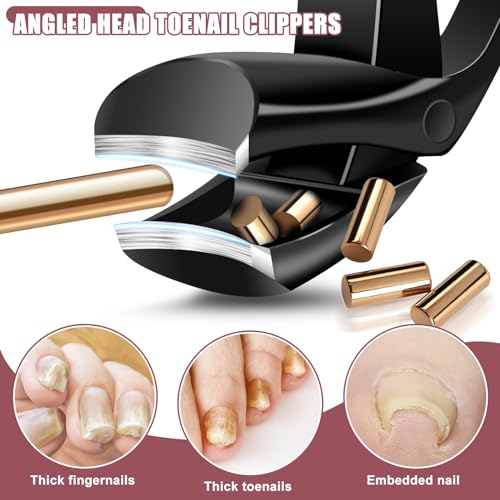 Nail Clippers for Men Thick Nails, Toenail Clippers with Wide Jaw for Thick Toenails, Angled Large Mess Free Toe Nail Clippers with Catcher, Heavy Duty Fingernail Clipper Cutter for Seniors