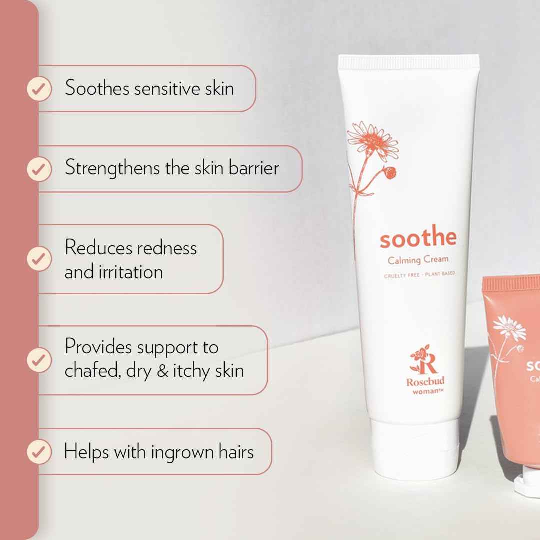 Rosebud Woman Soothe Calming Cream with Arnica & Chamomile - Soothes Itchy Skin - Dermatologist Reviewed Intimate Care for Sensitive Areas (2.7oz)