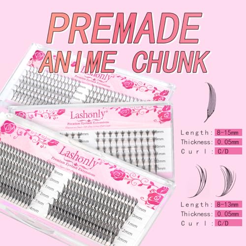 Anime Spire Lash Extensions 0.05C/D Mix 8-15mm