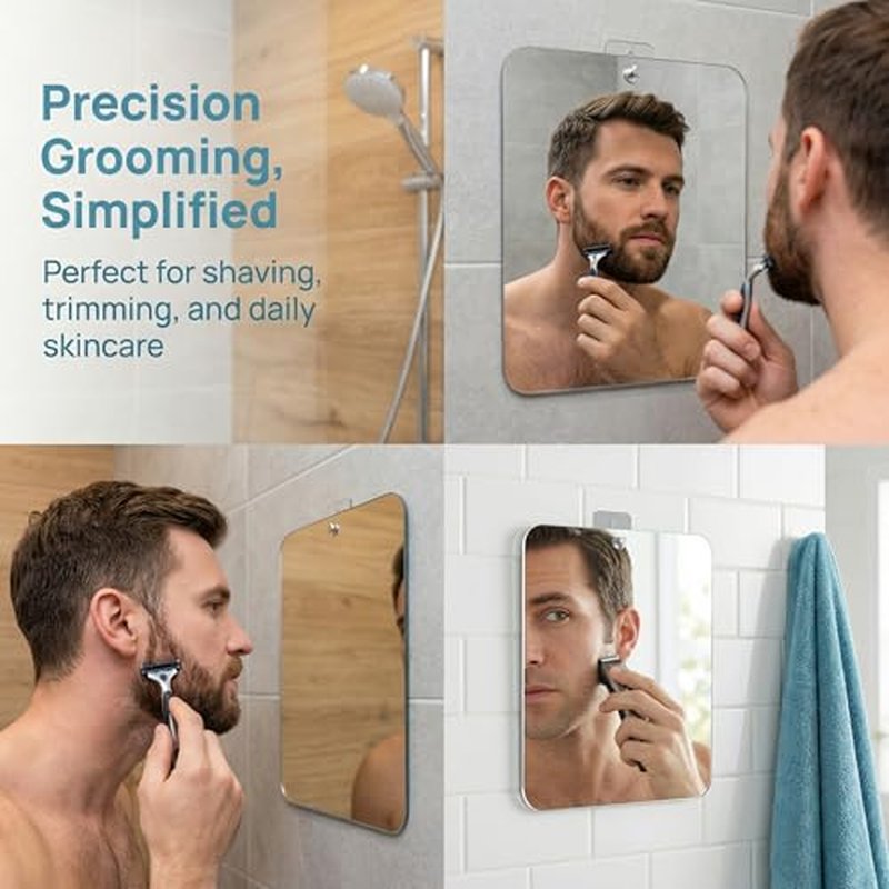 Fogless Shower Mirror for Shaving with Adhesive Hook - Acrylic