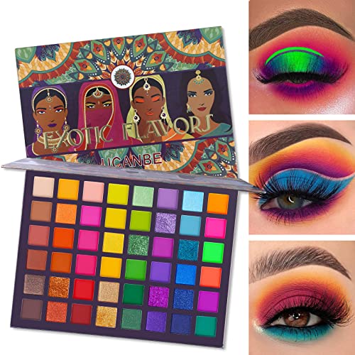 48-Color Eyeshadow Palette + 15 Brush Set | Neon Matte Shimmer