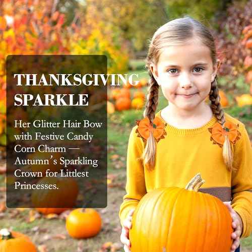 Thanksgiving Pumpkin Hair Bows for Girls, Orange Fall Hair Clips Handmade Grosgrain Hair Bow Metal Alligator Clips Hair Accessory for Thanksgiving Fall Holiday Halloween Festive