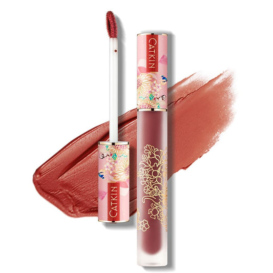 Catkin Semi Matte Liquid Lipstick Lip Gloss for Women Tinted High Pigmented, Waterproof Long Lasting Moisturizing Smooth Velvet Effect C18