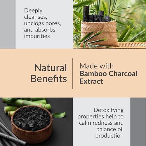 Yoove Bamboo Charcoal Soap with Scrubber, Teardrop Shape and Elastic Grip, Organic Black Soap with Activated Charcoal, Exfoliating Bar for Face and Body, 3-Pack