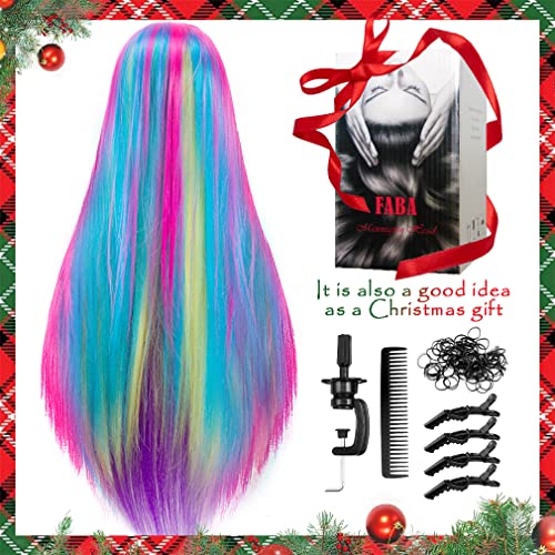FABA Mannequin Head with Colorful Hair 26-28" | Braiding Practice Head