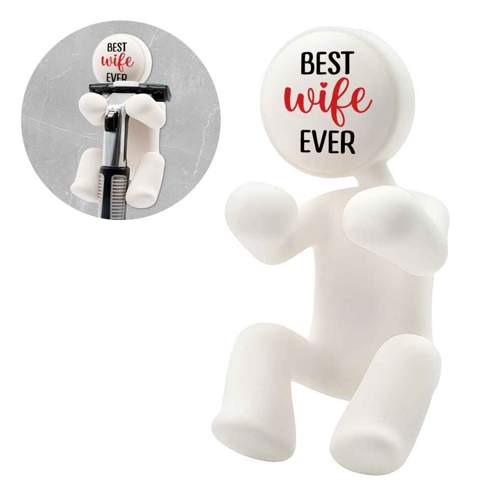 AGMDESIGN Best Wife Ever Shower Razor Holder, Funny Wifey Bathroom Decor for Inside Shower, Gadgets Leg Razor Holder, Cute Valentine's Day Storage Hook Gifts for Women Girlfriend Wife Sister Mom