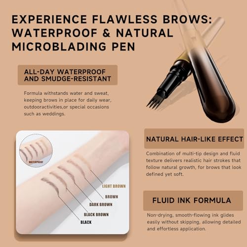 DUDUDU 4-Tip Microblading Eyebrow Pen - Waterproof Brown