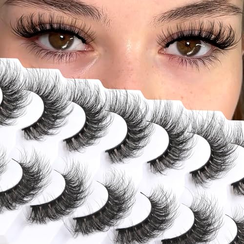 Veleasha 6D Faux Mink False Eyelashes - Fluffy Cat Eye, 7 Pairs