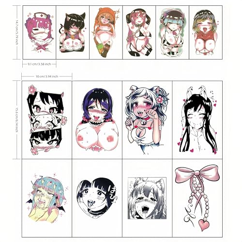 Sexy Anime Temporary Tattoos – 14 Waterproof Designs, 3-5 Days