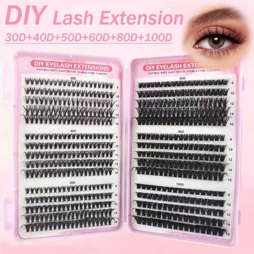 DIY Cluster Lash Extensions Kit - Mix 30D-100D 8mm-16mm