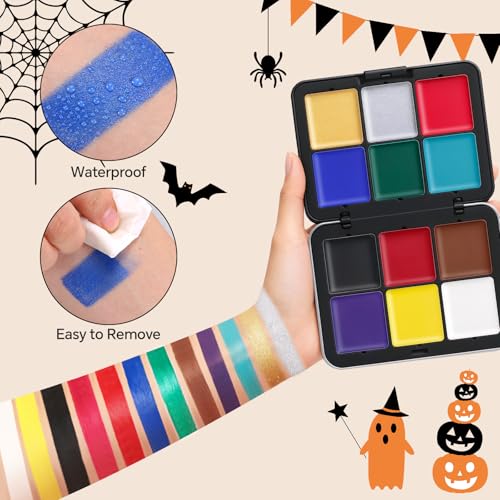 LSxia 16-Color Face & Body Paint Kit with Sponges & Brushes – Halloween SFX Makeup Palette
