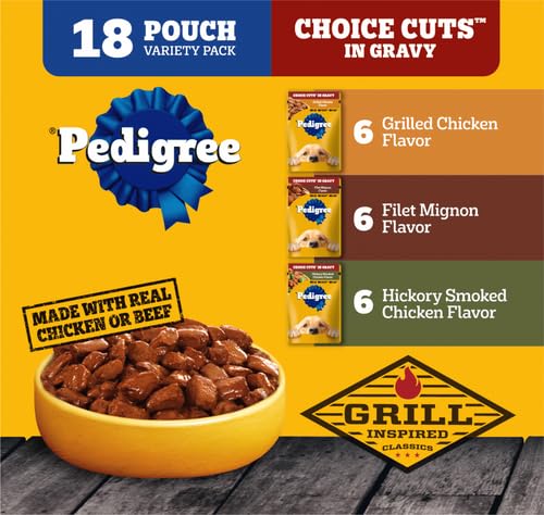 Pedigree Choice Cuts In Gravy Adult Soft Wet Dog Food 18-Count Variety Pack, 3.5 oz Pouches