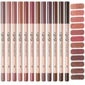 12-Color Matte Lip Liner Set, Brown Tones, Long-Lasting