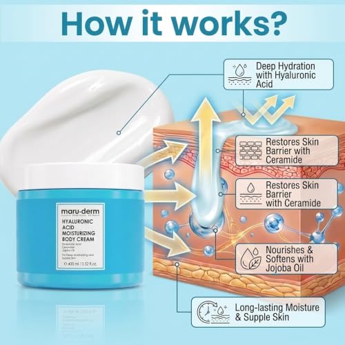 Maruderm Hyaluronic Acid Body Cream - Intense Moisturizer for Dry Skin 400ml