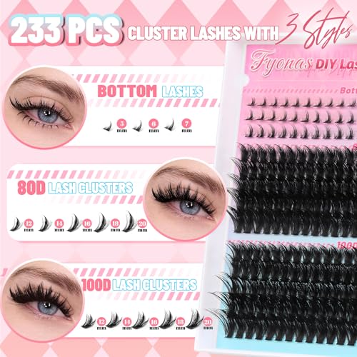 Fyonas Manga Lash Clusters - 80D/100D Spiky Eyelash Extensions 12-20mm