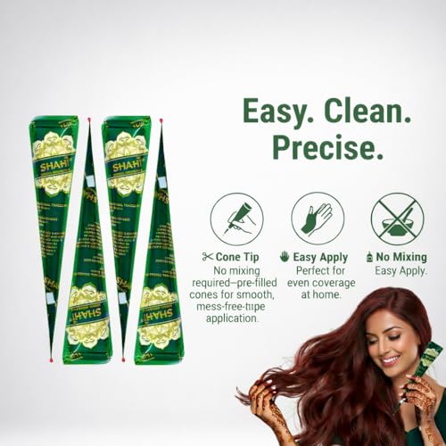 Shahi Natural Henna Hair Dye Cones - Reddish Brown, 4 Pack