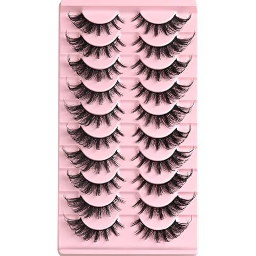 APCYUST Cat Eye False Mink Eyelashes - D Curl, Fluffy Demi Wispies