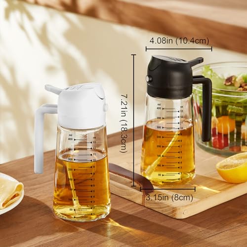 Glass Olive Oil Sprayer Bottle – 16oz Spray & Pour Dispenser