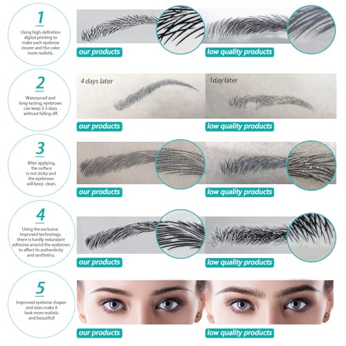 Eyebrow Tattoo 88 Pairs,4D Tattoo Eyebrow,Popular Black Fake Eyebrows,Realistic Eyebrow Transfers Sticker,Suitable Sizes,Waterproof and Long-Lasting 3-5 Days
