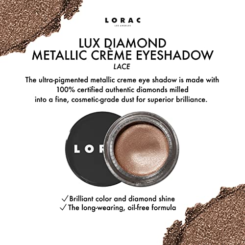 LORAC Lux Diamond Crème Eye Shadow | Metallic Shimmer Eyeshadow Powder | Nude Lace