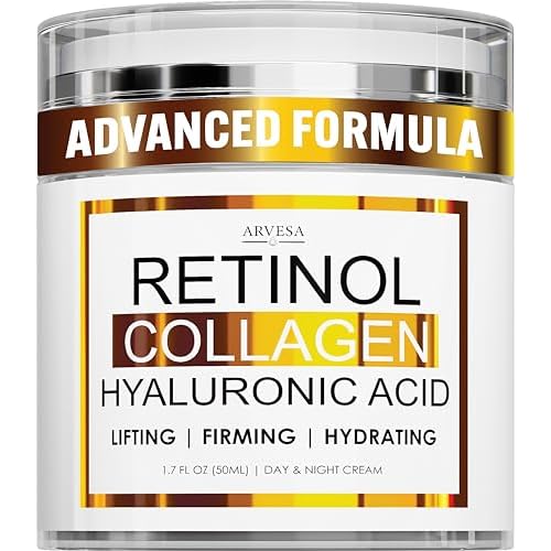 Retinol Cream for Face with Collagen and Hyaluronic Acid - Anti Aging Wrinkle Cream for Women and Men - Day and Night Facial Moisturizer for Tightening and Skin Firming - Crema Hidratante Para la Cara