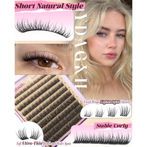 Short Lash Clusters 8-14mm Natural Cluster Eyelashes Ultra-Thin Band Cluster Eyelash Extensions Wispy Lash Extension DIY Silk Mink Eyelash Clusters Super Natural