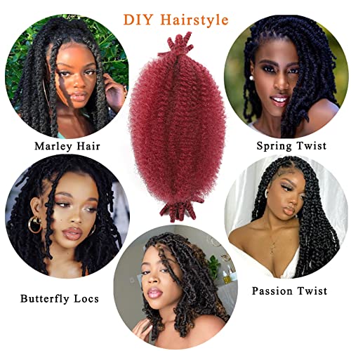 8 Packs Springy Afro Twist Hair 8 inch BUG, Pre Separated Kinky Marley Twist Braiding Hair Soft Synthetic Locs Crochet Hair Pre Fluffed Spring Twist Marley Hair Extensions for Black Women