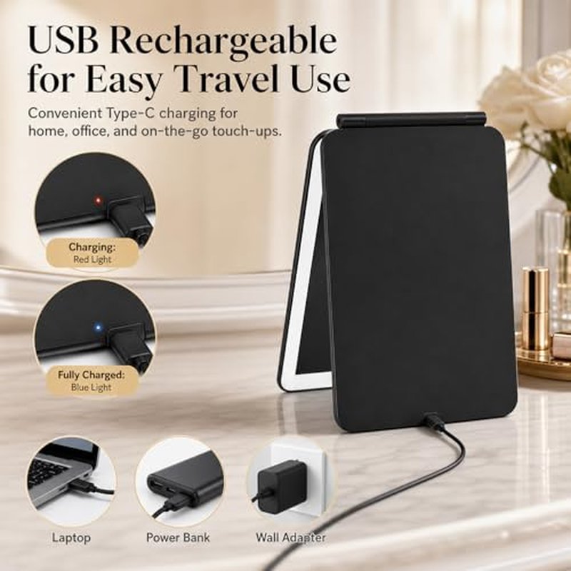 10X Magnifying Lighted Makeup Mirror with Rechargeable LED