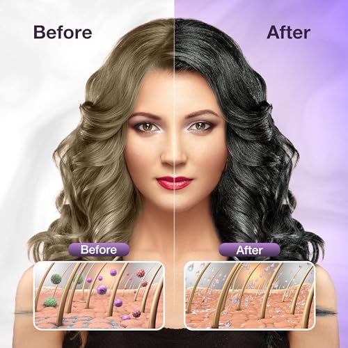Leorx 3-in-1 Black Hair Dye Shampoo for Gray Hair, Herbal Color, Easy Home Use