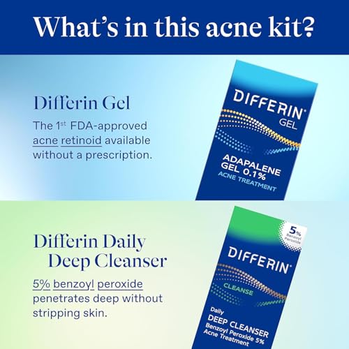 Differin Acne Treatment Kit with Gel 0.1% and Daily Cleanser - 2 Pack