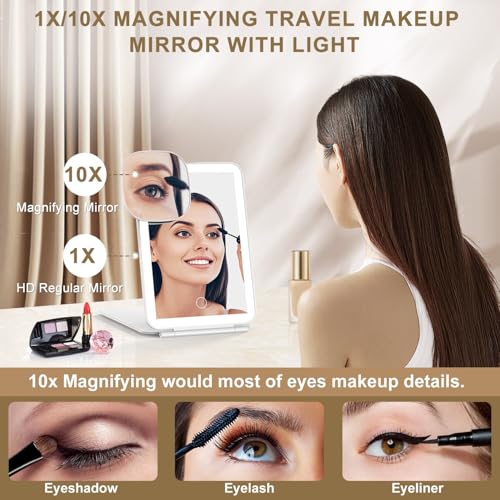 Mocado LED Foldable Makeup Mirror 5x7" 3 Color Lights USB Rechargeable