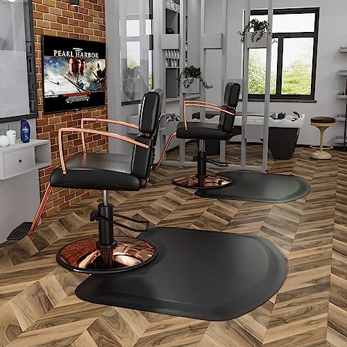 OmySalon Salon Mat for Hair Stylist Anti Fatigue, Thick Barber Chair Mats with Round Cutout Hair Salon Mats for Hairdresser Standing, Barbershop Beauty Spa Hairdressing Equipment