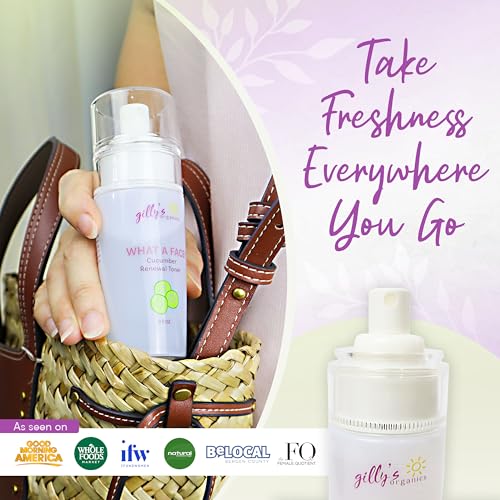 Made in USA Cucumber & Witch Hazel Toner Spray for Face ? Gilly¡¯s Organics Natural Astringent with Aloe & Tea Tree ? Pore Minimizer, Acne Mist, Hydrating Primer & Moisturizer, 3 fl oz
