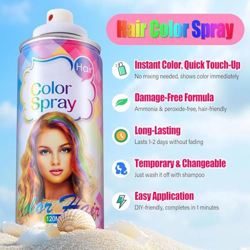 Acomler Black Temporary Hair Color Spray - Washable Dye for All Ages