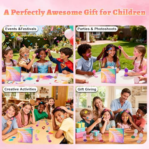 12 Color Washable Hair Chalk Set for Kids - Non-Toxic Temporary Dye