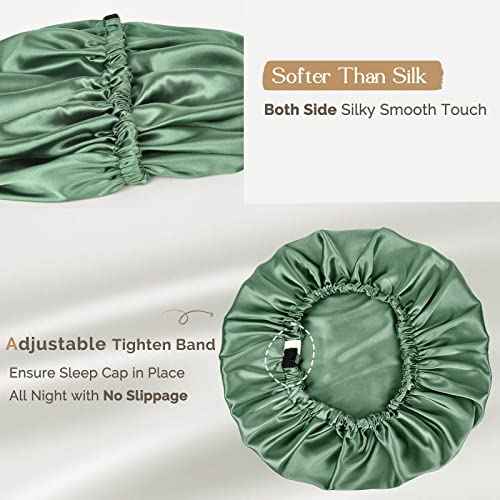 YANIBEST Silk Bonnet Satin Bonnet for Sleeping Women Men, Adjustable Double Layer Hair Bonnet for Curly Braids Reduce Frizz