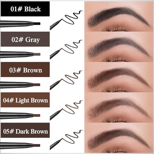 Dimsile 24 Pcs Brown Eyebrow Pencil Waterproof Eyebrow Pencil Bulk Retractable Micro Eyebrow Pencil with Brow Brush Shaping and Filling Brow Pencil Easy to Color for Women Eye Makeup Draw(Dark Brown)