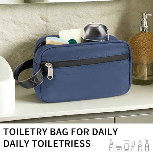 XQXA Toiletry Bag for Men, Hanging Dopp Kit Water Resistant Travel makeup Bag for women, Mens Travel Bag Shaving Bag for Toiletries Accessories (01-Navy Blue)