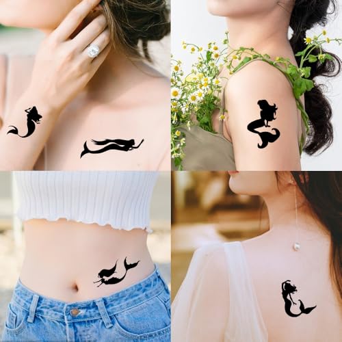 Mermaid Temporary Tattoos - 12 Sheets, 72 Designs, Waterproof